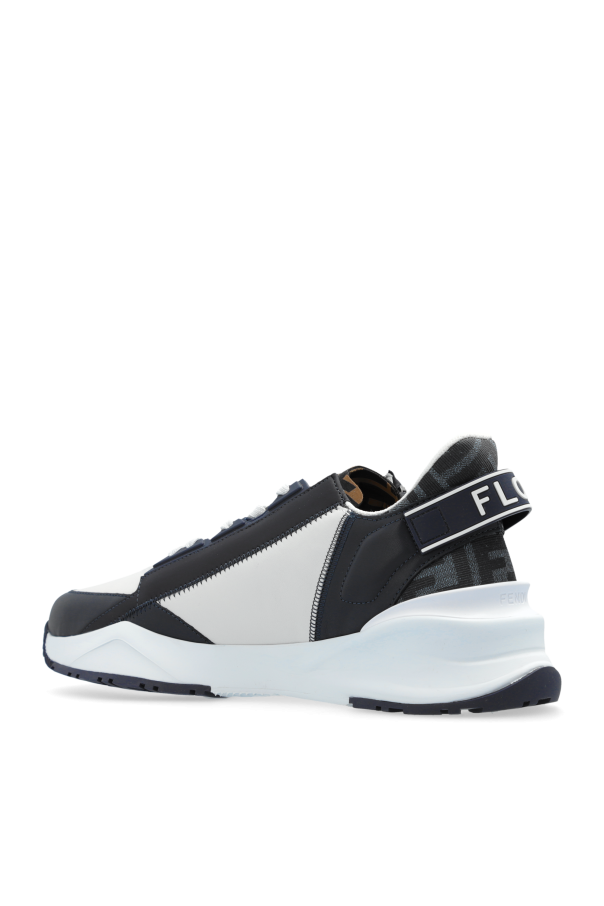 Navy blue Flow Sports Shoes Fendi Striped Leather Sneakers SchaferandweinerShops Colombia